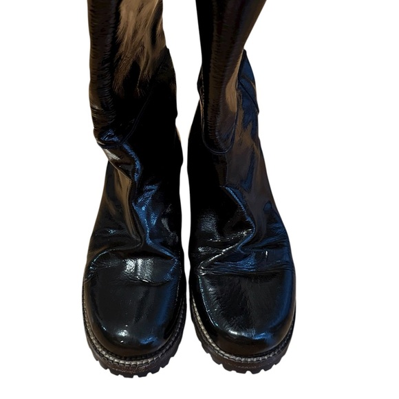 Marni Glossy Black Leather Moto Biker Boots Size 38 - Picture 5 of 5